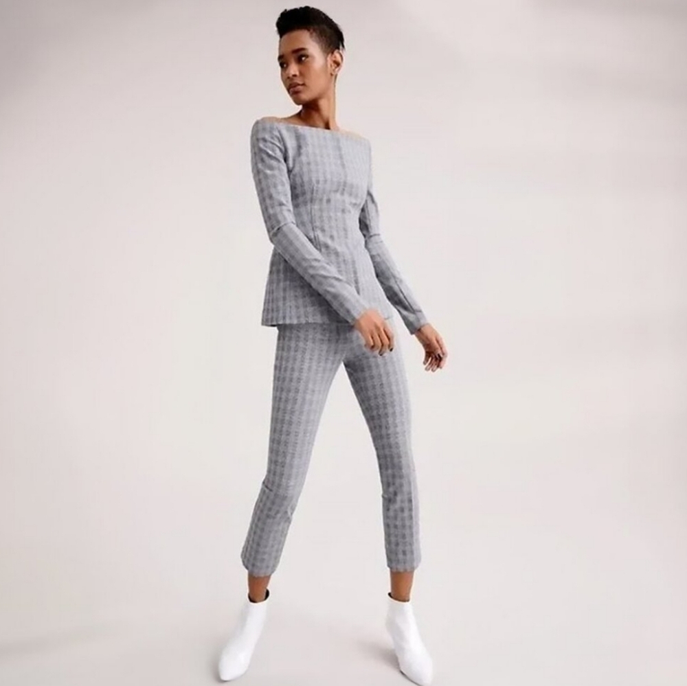 THEORY Classic Skinny Crop Pants McClair Plaid Business Casual